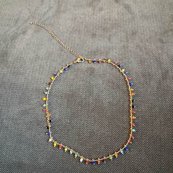 Dainty Gold Bohemian Colorful Beaded Choker Necklace - Picture 3 of 5